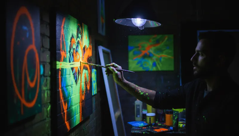 Illustration of fluorescence: The emission of light by a substance.