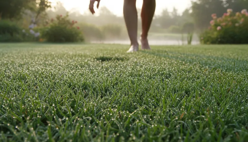 Illustration of moisture: Slight wetness in the air or ground.
