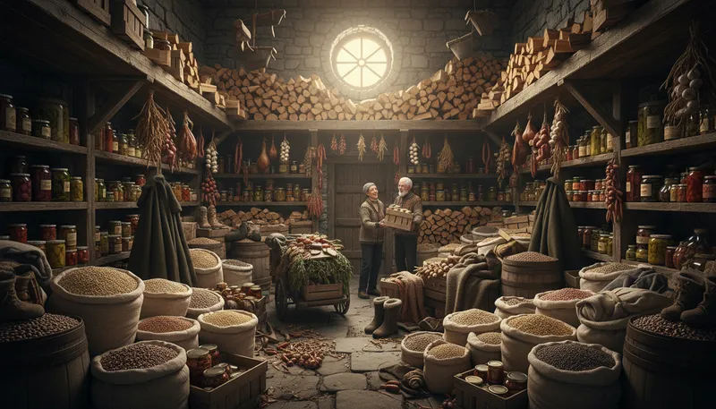 Illustration of storehouse: A building for storing goods or supplies.