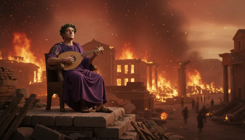 Illustration of nero: A Roman emperor known for his tyranny.