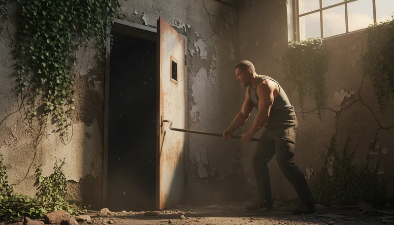 Illustration of crowbar: A metal bar used for prying things apart.
