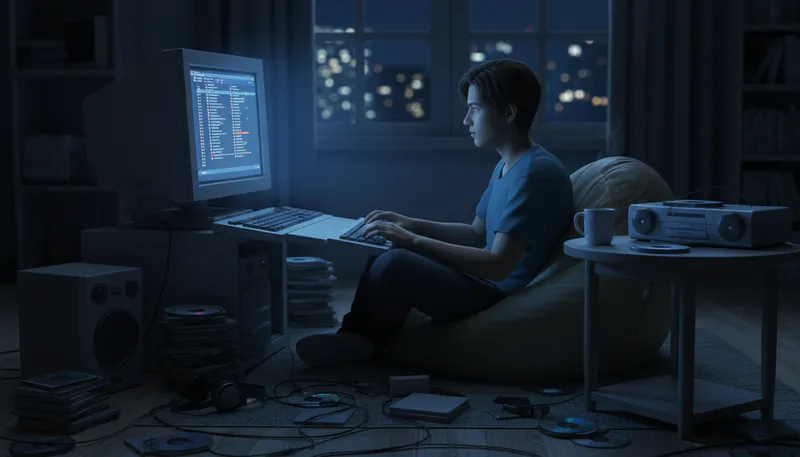 Illustration of napster: A service for sharing music files online.