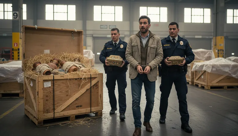 Illustration of trafficker: A person involved in illegal trade.