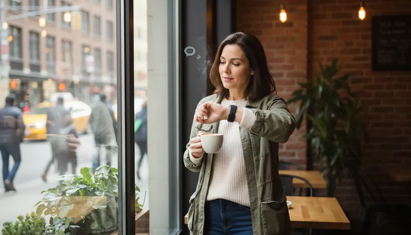 Illustration of smartwatch: A wearable device that tracks activities.