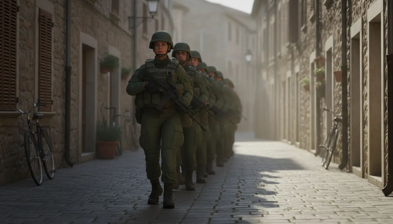 paramilitaryのイラスト：A member of an unofficial military force.