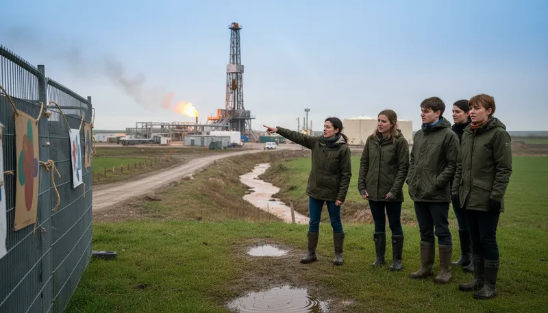 Illustration of fracking: A method to extract oil or gas from rock.
