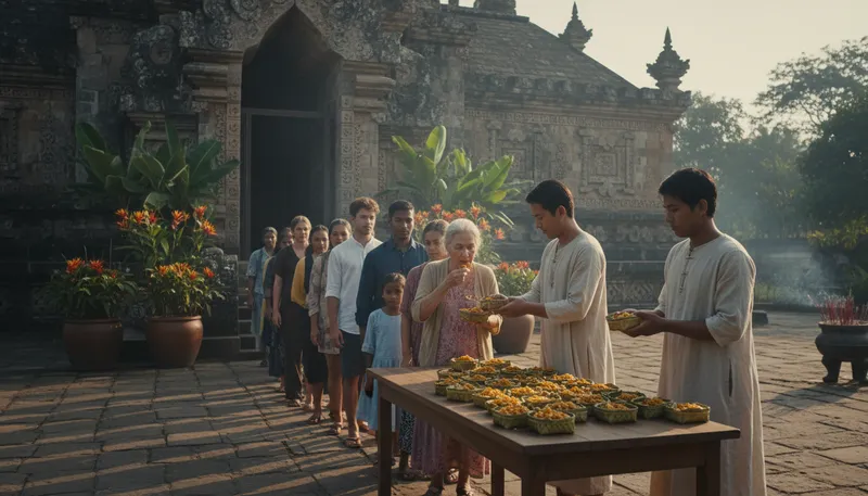 Illustration of prasad: a religious offering shared with believers