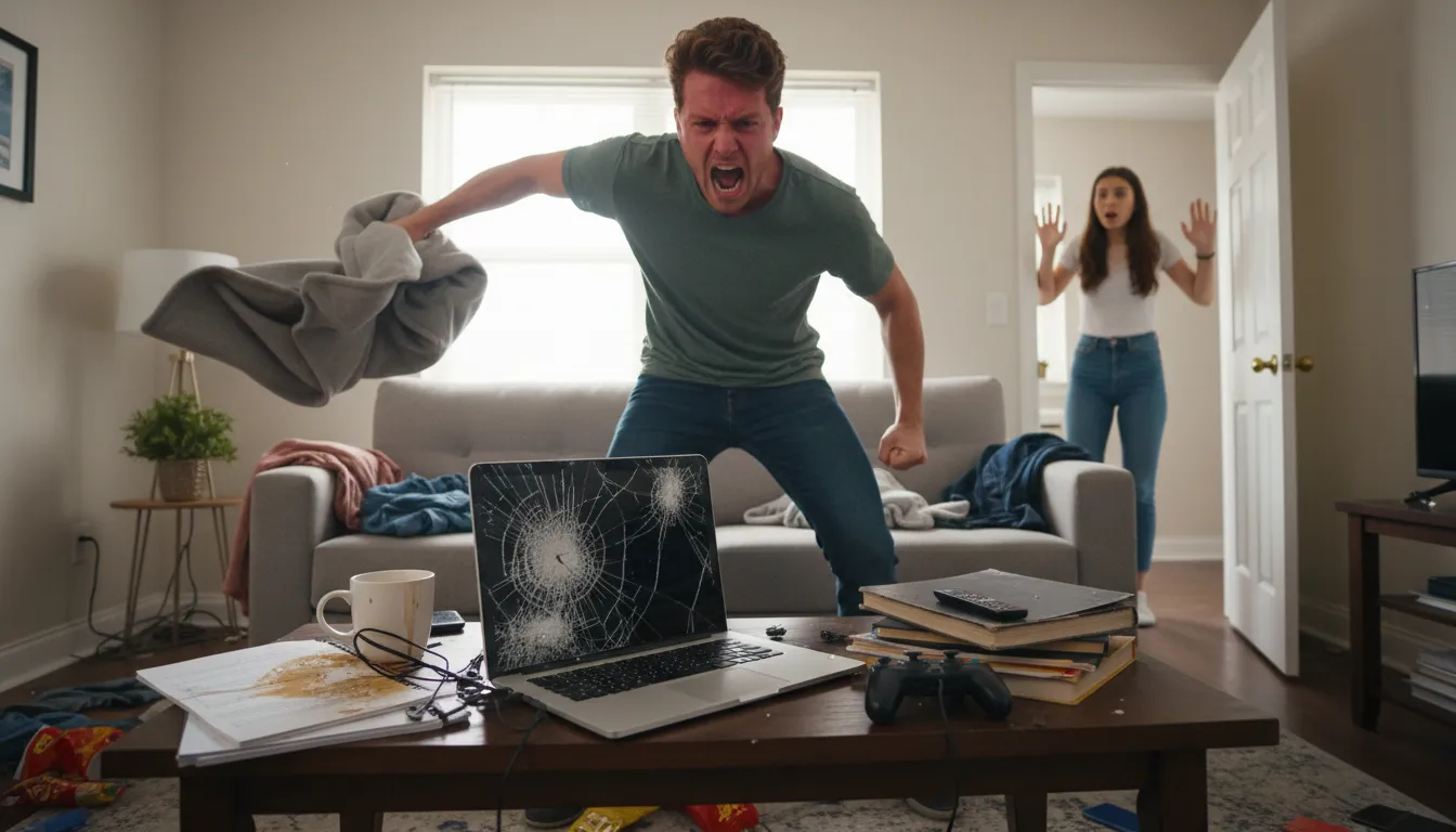Illustration of blow a gasket: To suddenly become extremely angry and lose control.