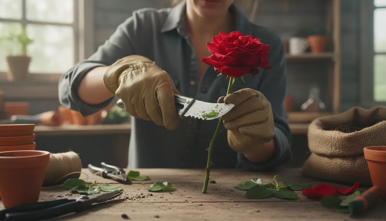 stem the rose-এর ইলাস্ট্রেশন: to remove the main stalk from a flower