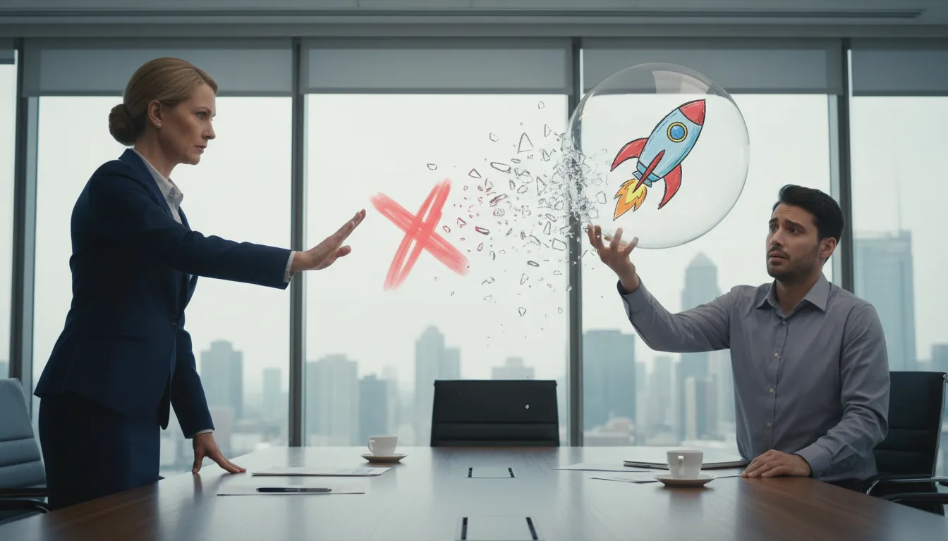 Ilustrasi shoot down: To reject or dismiss an idea.