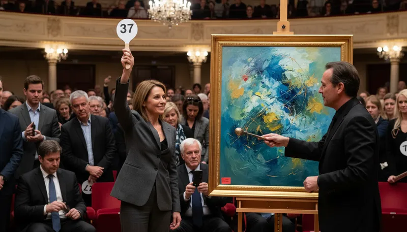 Illustration of outbid: To offer a higher price than someone else.