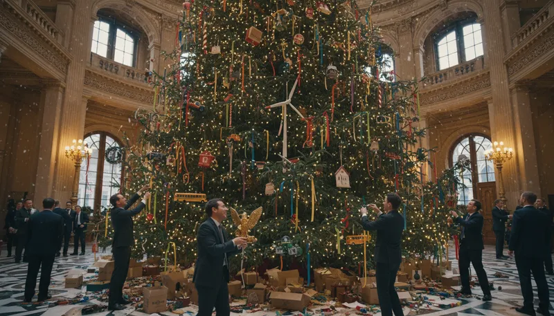 Illustration of christmas tree bill: a bill with many unrelated provisions