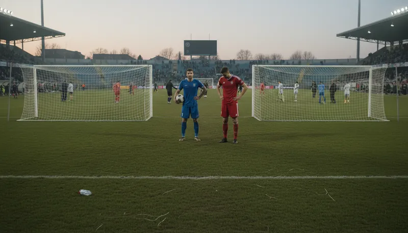 Illustration of goalless: Not having scored any goals in a game.