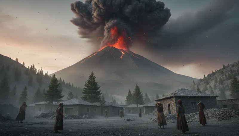 Illustration of volcano: An opening in the Earth's surface that erupts.