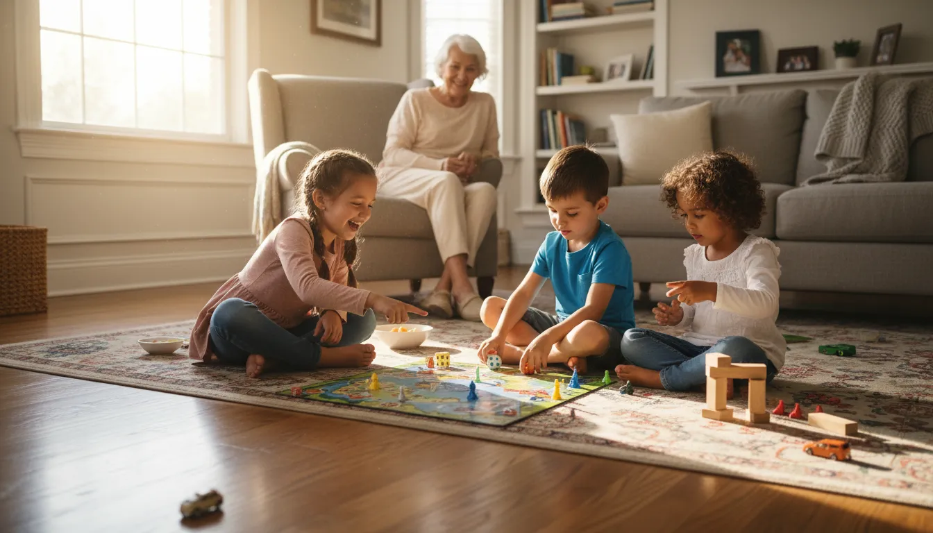 grandkids 的插图：Children of one's own children.