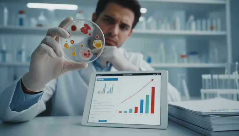 Illustration of AMR: Abbreviation for antibiotic resistance monitoring.