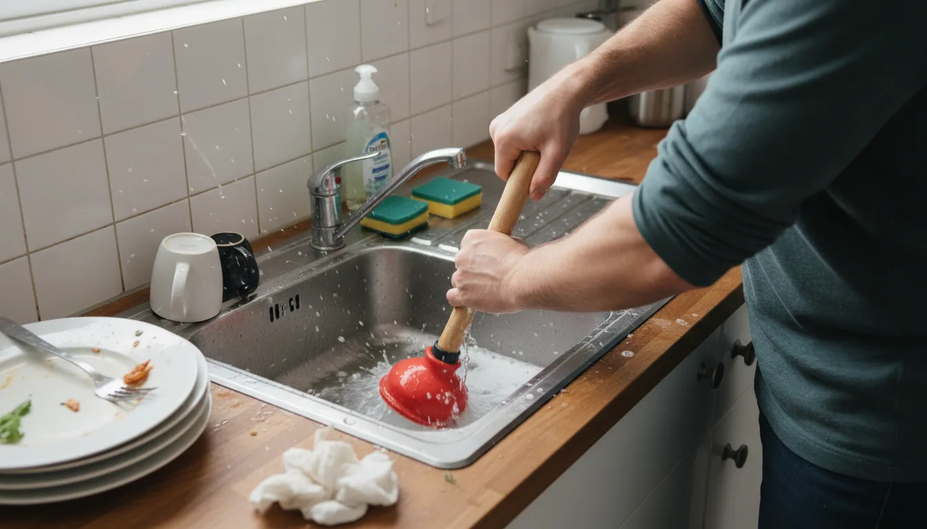 Иллюстрация plunger: a tool with a rubber cup for unblocking drains