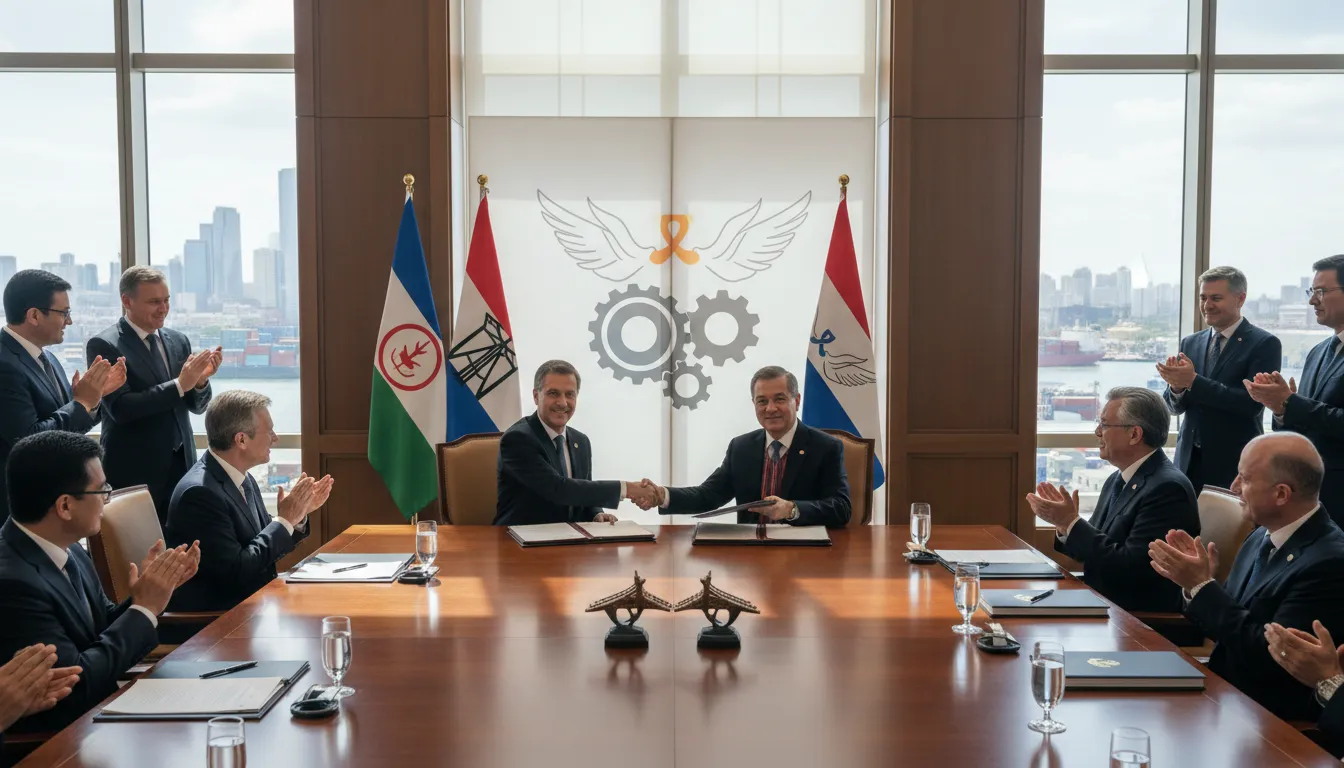 Illustrazione di FTA: A formal agreement to reduce trade barriers.