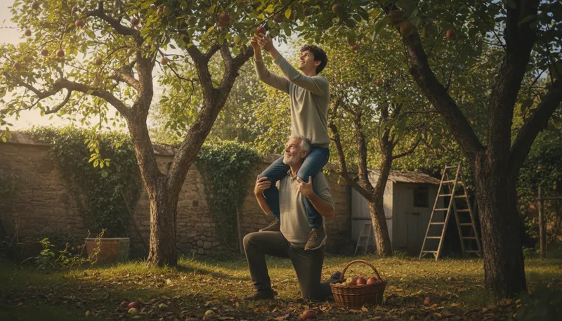 Illustration of stand on someone's shoulders: to build on another's work or achievements.