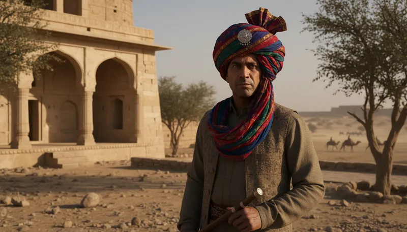Illustration of rajput: A member of a warrior caste in India.