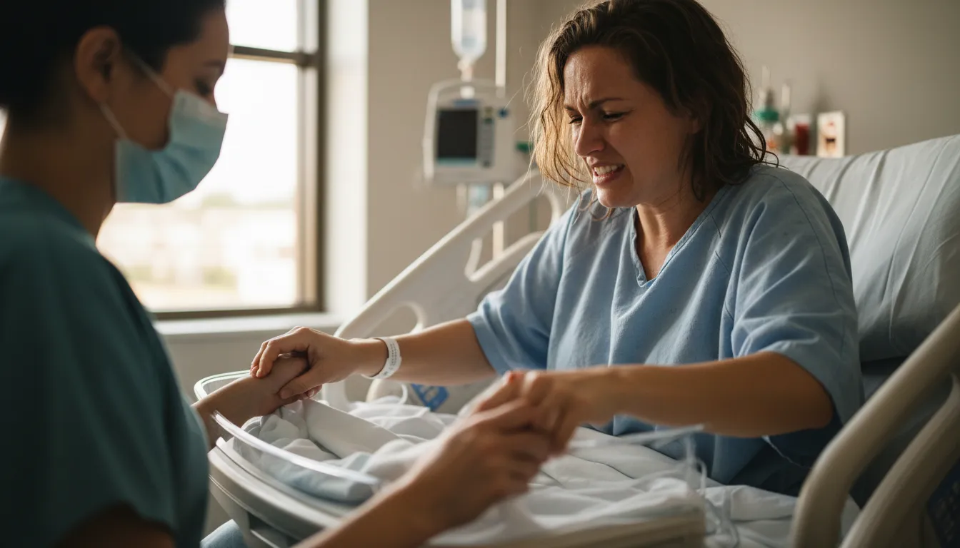 Illustrazione di childbirth: the physical process of delivering a baby