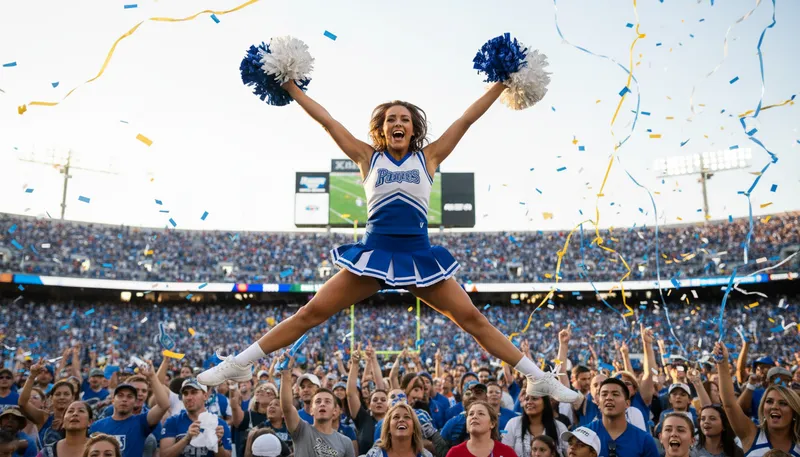 Illustration of cheerleader: A person who leads cheers at events.
