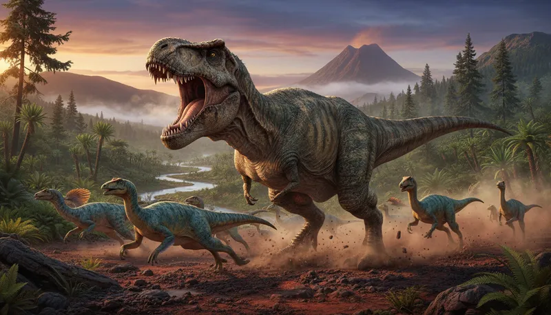 Illustration of tyrannosaurus: A large carnivorous dinosaur from the past.