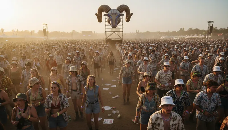 Illustration of herd mentality: Following others without independent thought.