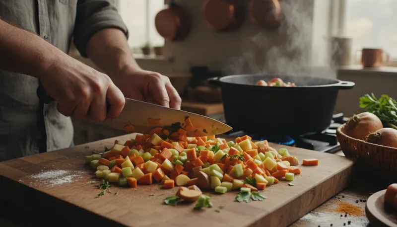 Illustration of hash: To chop food into small pieces.