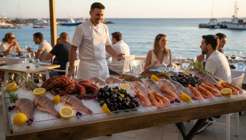 Illustration of catch of the day: the freshest fish available today.