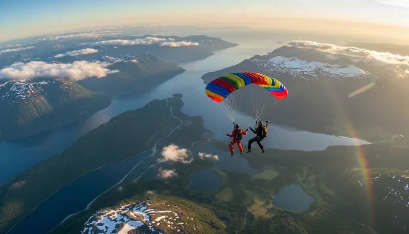 Illustration of skydive: To jump from an aircraft and fall freely.