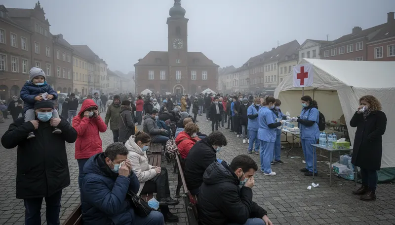 Illustration of epidemic: a rapid spread of something undesirable