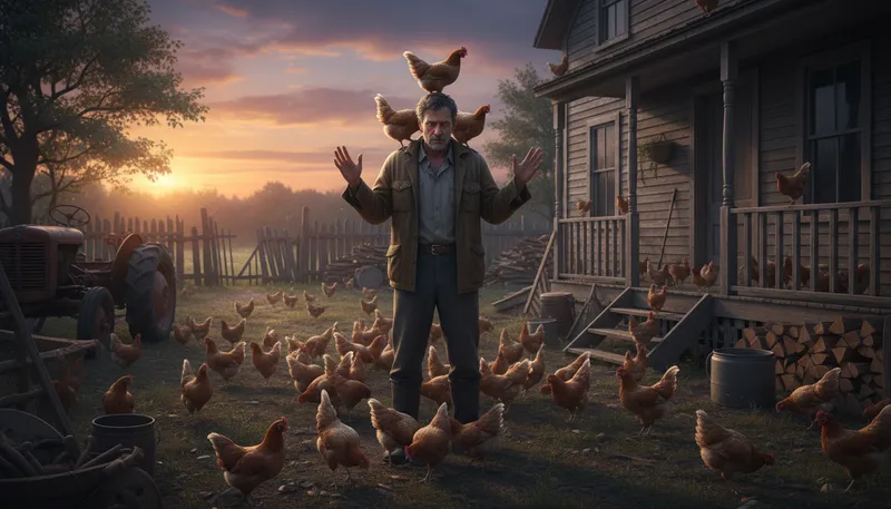 Illustration of the chickens come home to roost: bad actions eventually lead to consequences.