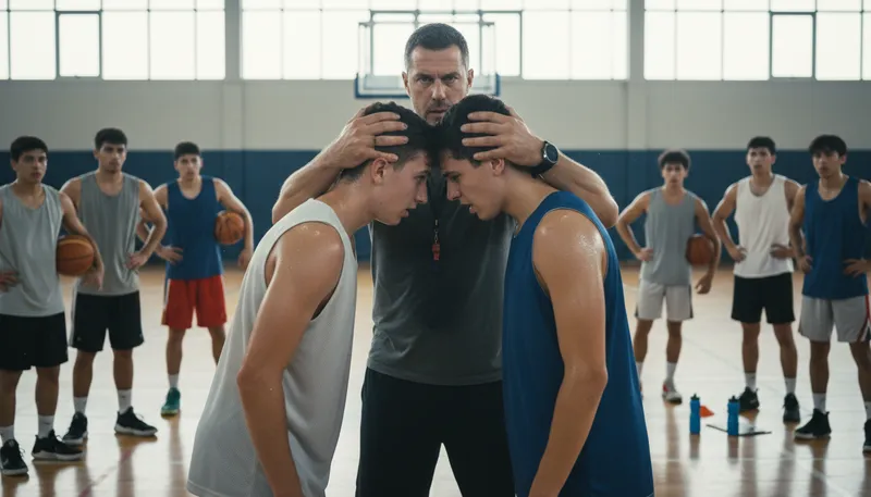 Illustration of bang some heads together: to force people to cooperate