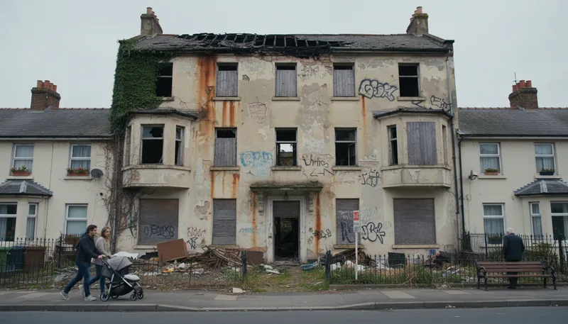 Illustration of eyesore: Something that is very ugly or unpleasant to see.