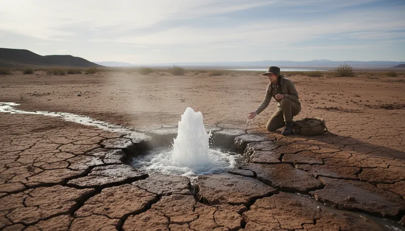 Illustration of groundwater: Water stored underground in soil and rock.