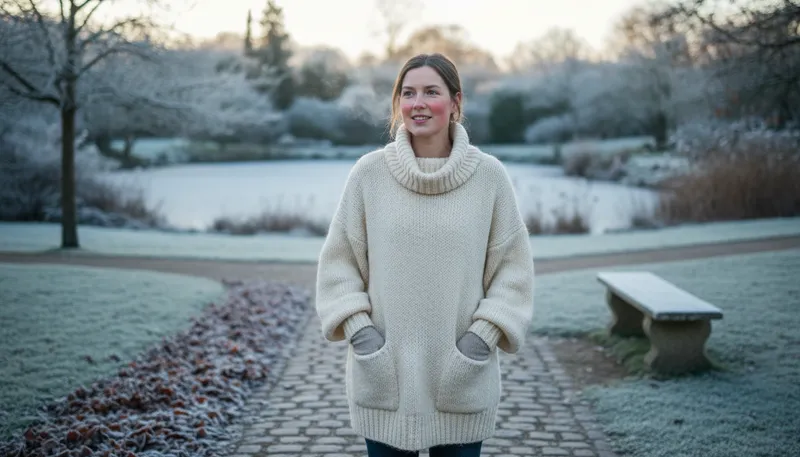 Illustration of jumper: A knitted garment worn on the upper body.
