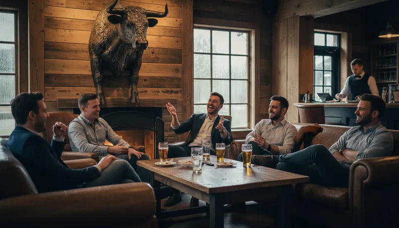 Illustration of shoot the bull: to chat or have a casual conversation