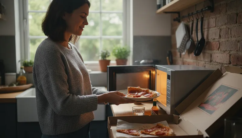 Illustration of reheat: To heat food again.
