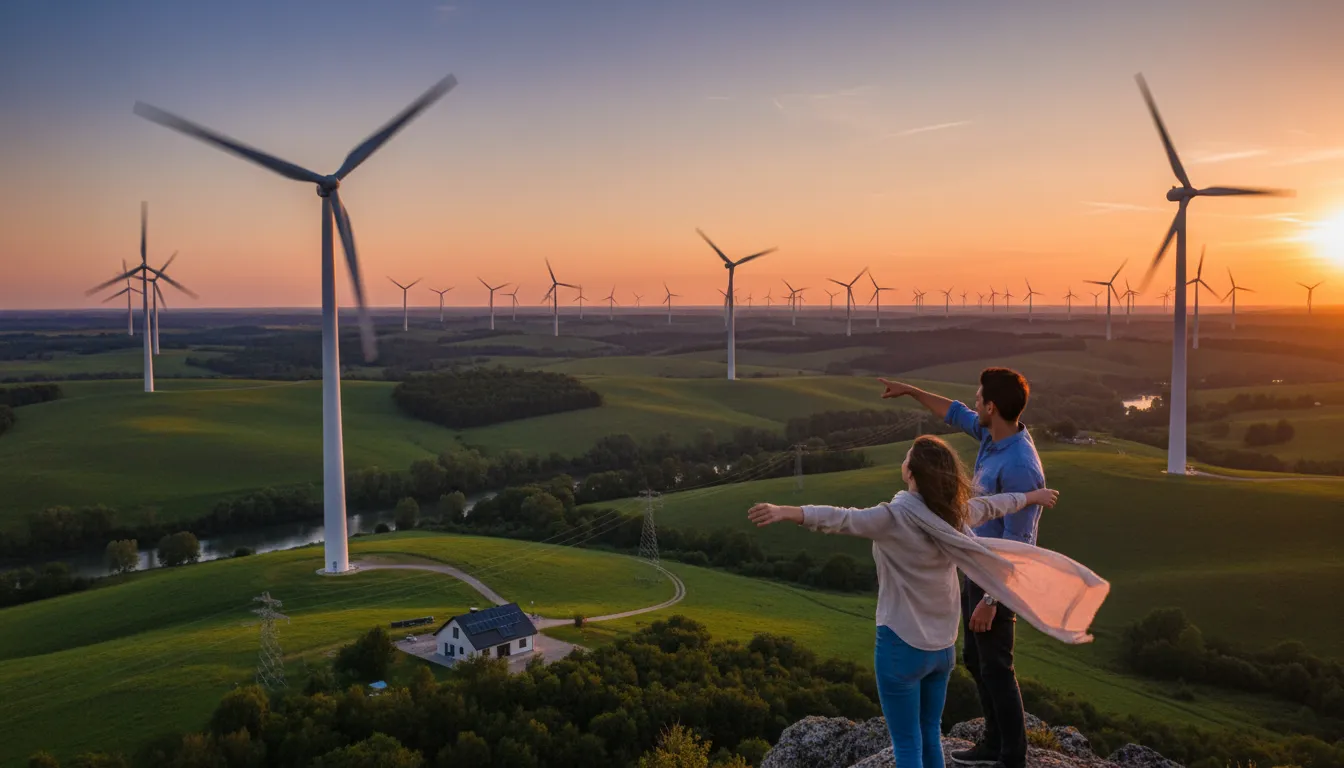 Illustration of renewable resource: A natural material, like sunlight or wood, that can be replaced over time.