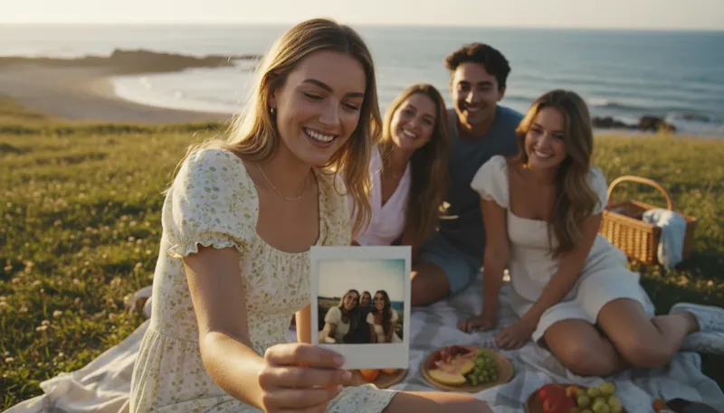 Illustration of polaroid: A type of instant photo created by Polaroid.