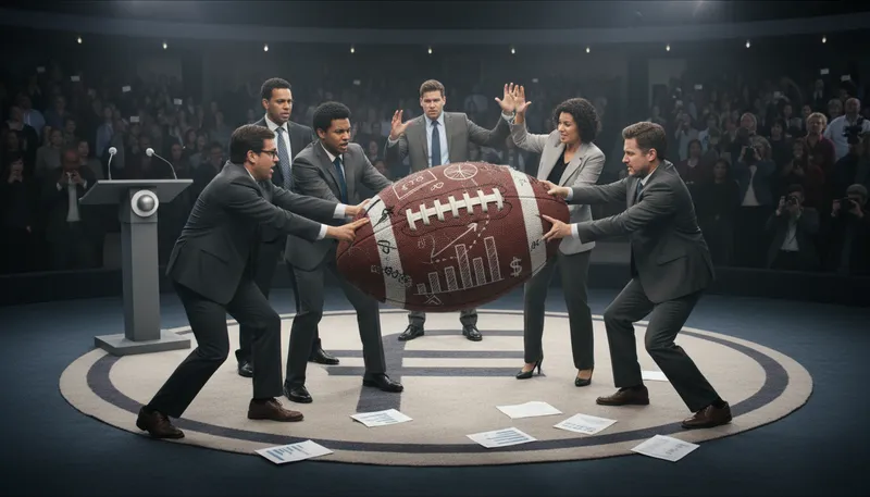 Illustration of political football: An issue used for political gain.