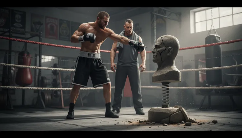 Illustration of knock someone's block off: to hit someone very hard