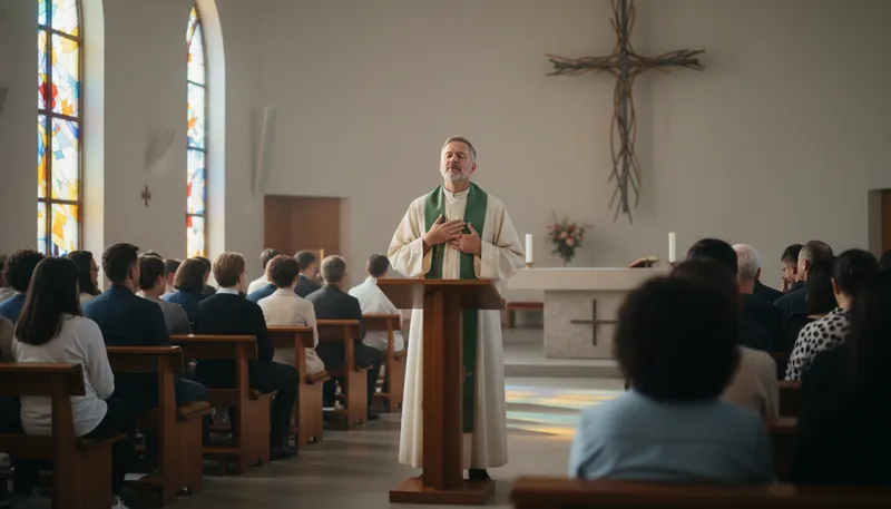 Illustration of homily: a religious speech or sermon