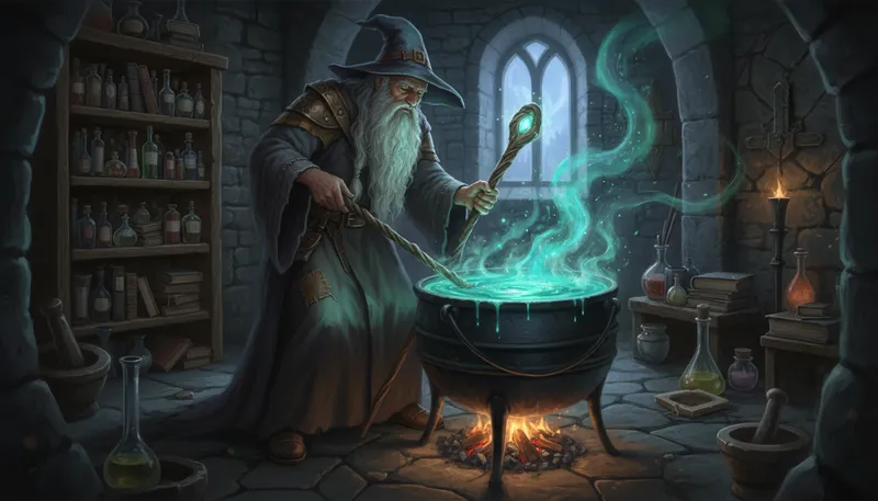 Illustration of potion: A magical liquid with special powers.