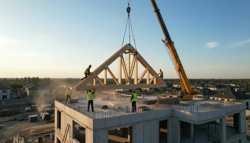 Illustration of truss: Framework supporting a roof or bridge.