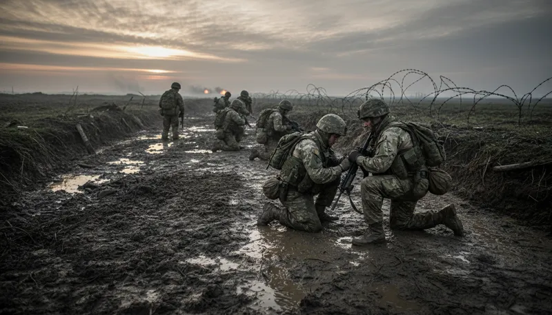 Illustration of combat: Fighting between armed forces or individuals.