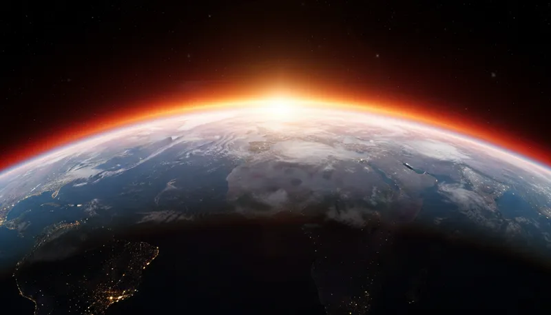 Illustration of terminator: line dividing day and night on a planet