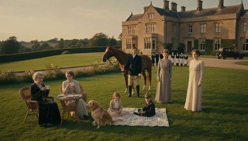 Illustration of downton: Referring to a popular British television series.