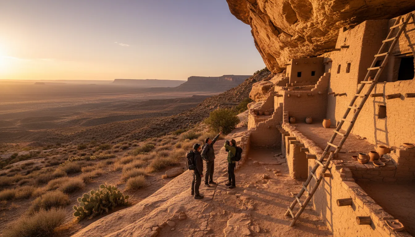 pueblo 일러스트: A Native American village or community.